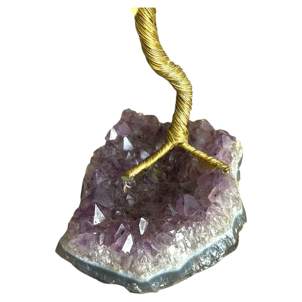 Amethyst Crystal Base Gemstone Tree Crystal & Amethyst Chips Brass Wire - Picture 6 of 8